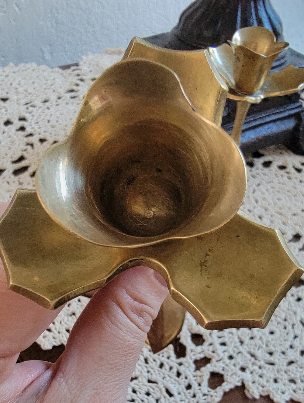 Set of 3, Vintage India Solid Brass Candle Holders - Picture 8 of 15